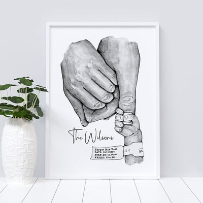Personalised New Baby Print, Our Family Print , Family Hands Print - Toddler Treasures